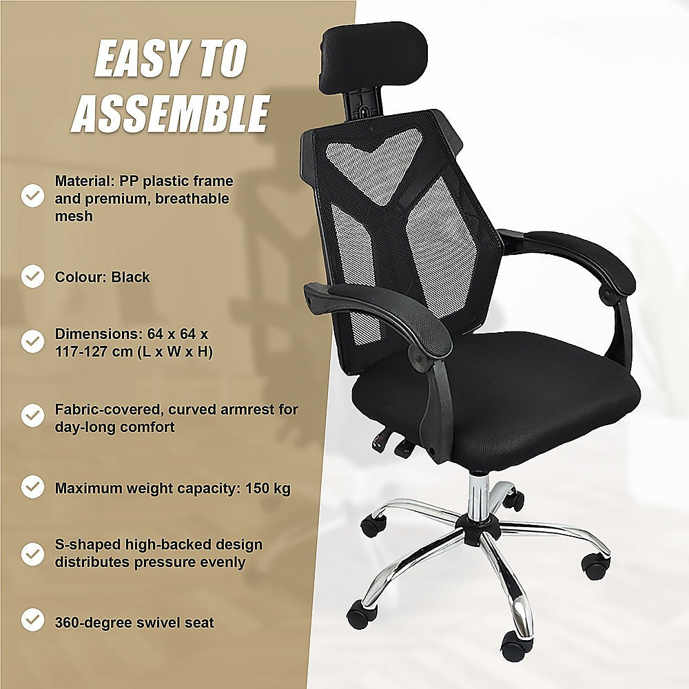 Ergonomic Mesh Office Gaming Chair - Black