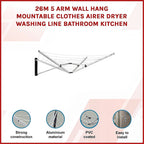 Wall-Mountable 5-Arm Clothes Airer Dryer
