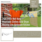 Wall-Mountable 5-Arm Clothes Airer Dryer