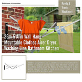 Wall-Mountable 5-Arm Clothes Airer Dryer