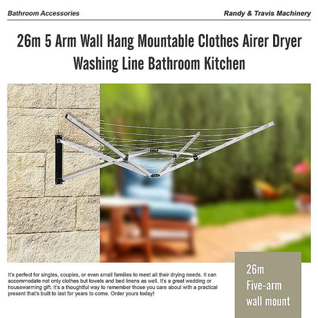 Wall-Mountable 5-Arm Clothes Airer Dryer