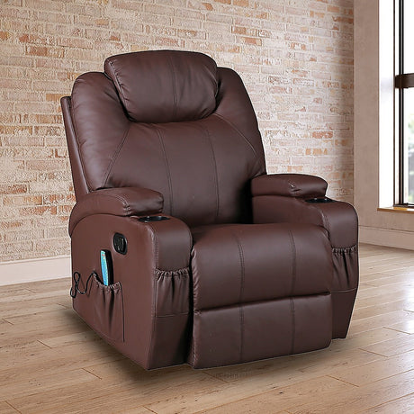 Palermo 360° Swivel Massage Recliner Chair with Heated PU Leather