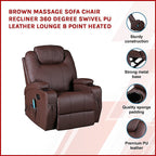 Palermo 360° Swivel Massage Recliner Chair with Heated PU Leather