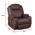 Palermo 360° Swivel Massage Recliner Chair with Heated PU Leather