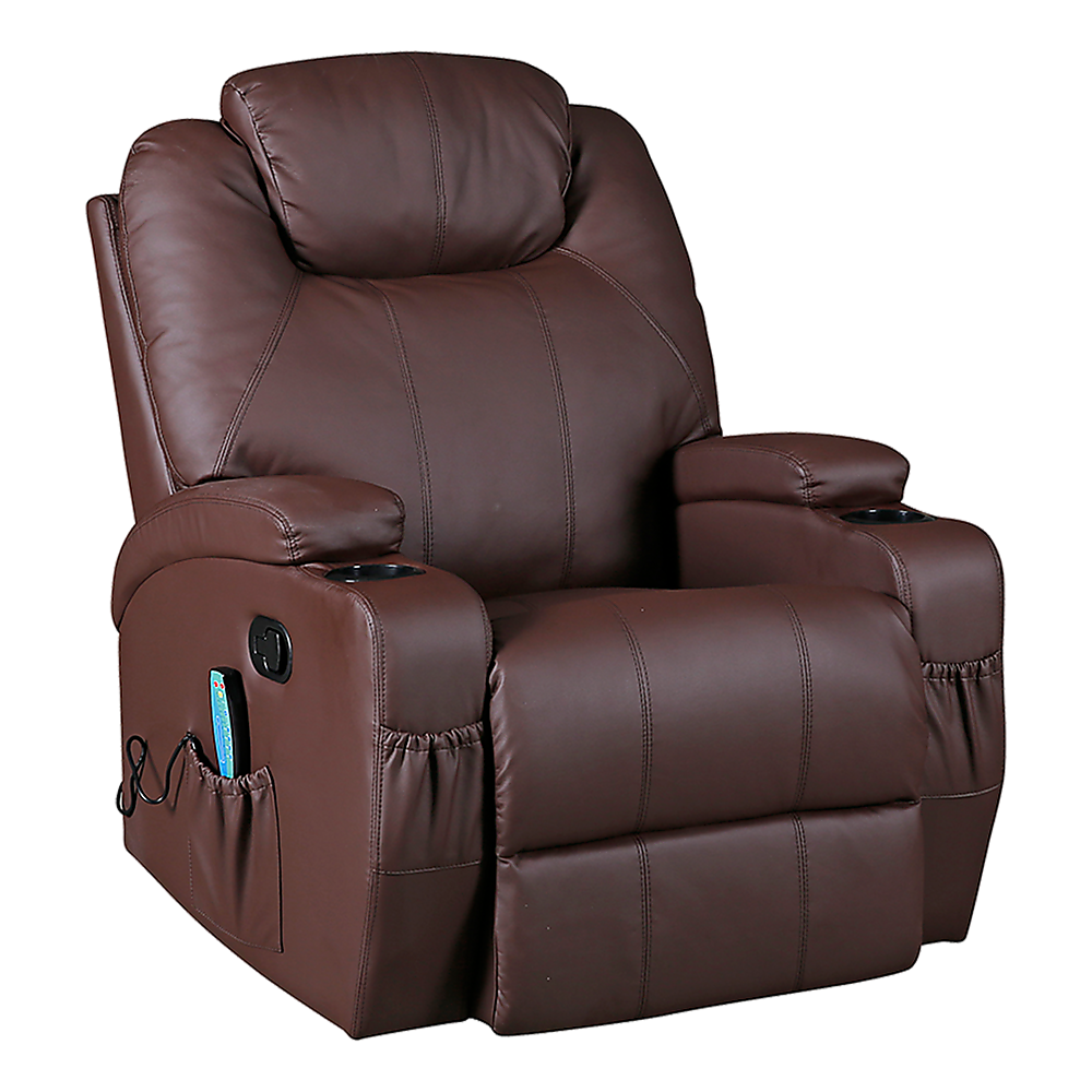 Palermo 360° Swivel Massage Recliner Chair with Heated PU Leather