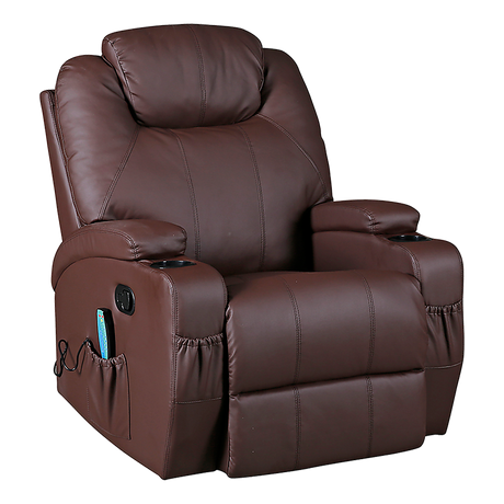 Palermo 360° Swivel Massage Recliner Chair with Heated PU Leather