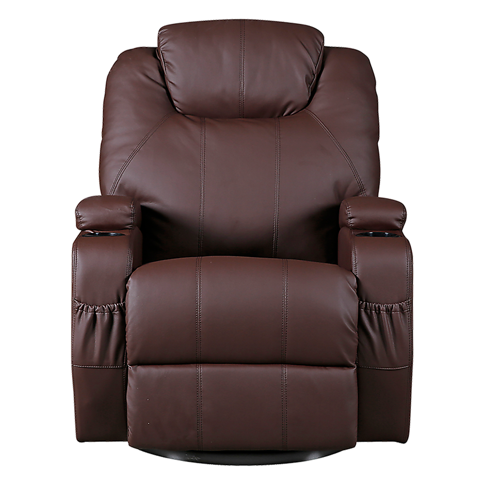 Palermo 360° Swivel Massage Recliner Chair with Heated PU Leather
