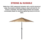 9FT Patio Umbrella Outdoor Garden Table Umbrella with 8 Sturdy Ribs