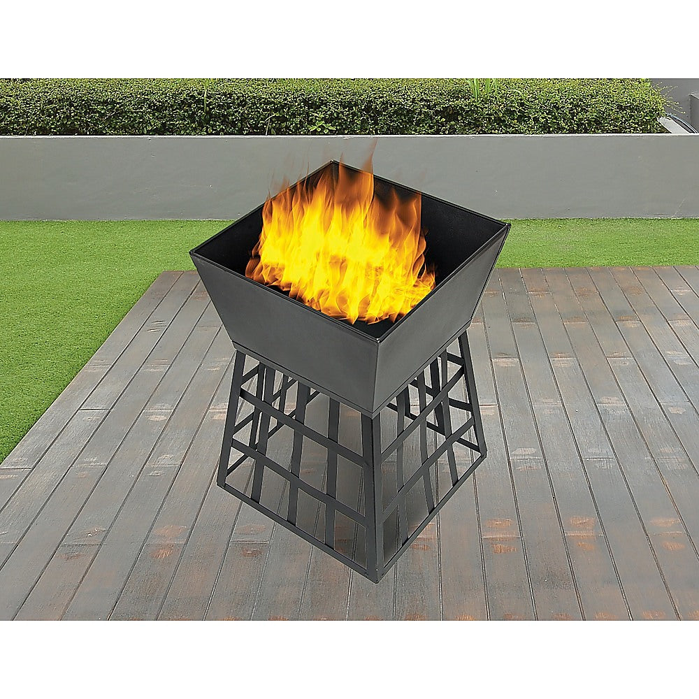 Square Black Fire Pit for Outdoor Heating