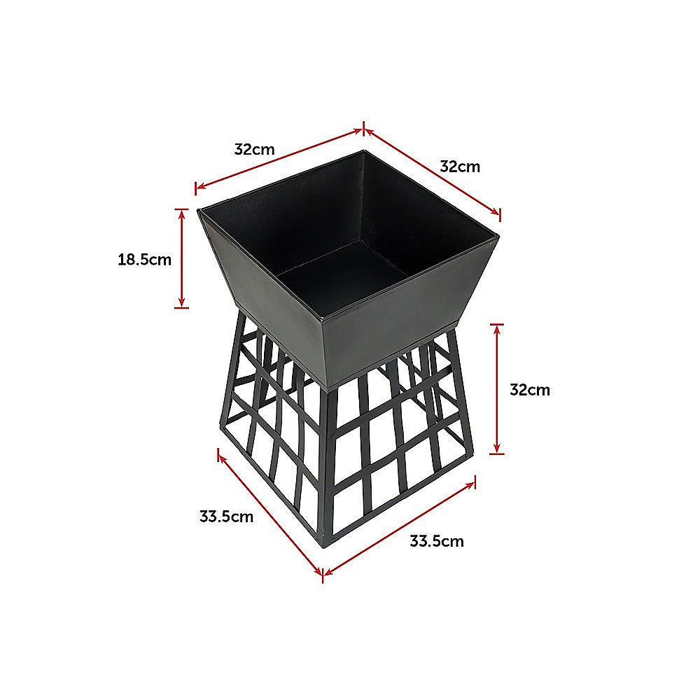 Square Black Fire Pit for Outdoor Heating