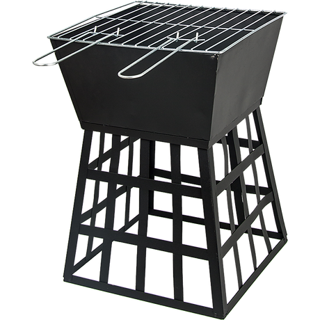 Square Black Fire Pit for Outdoor Heating