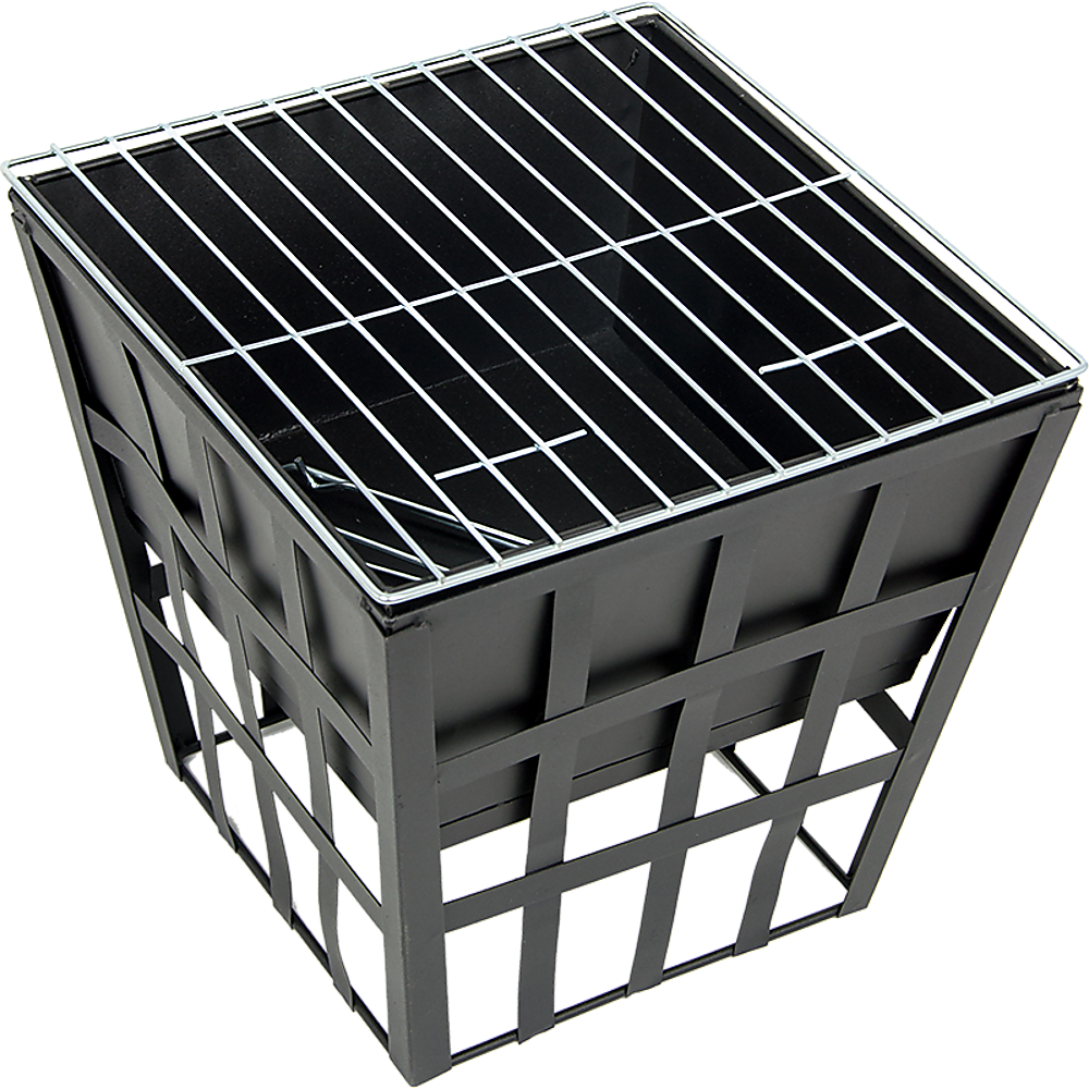 Square Black Fire Pit for Outdoor Heating