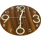 Glow In Dark Wall Clock Luminous Quartz Quiet Wooden Home Decor 30cm