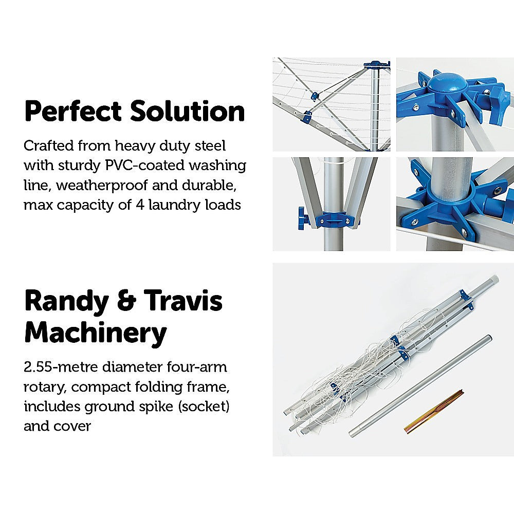 4 Arm Rotary Clothes Airer with 40m Line