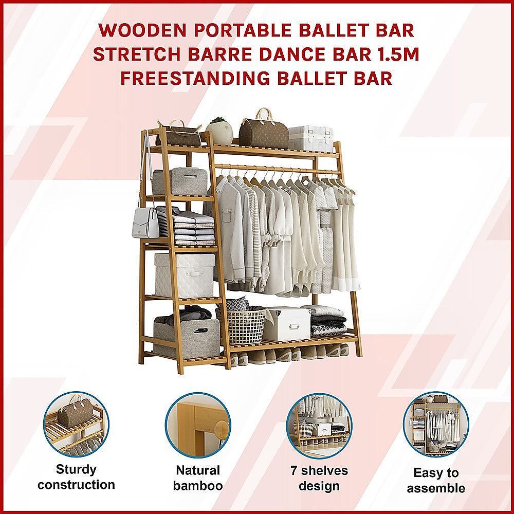 Eco-Friendly Bamboo Portable Clothes Rack