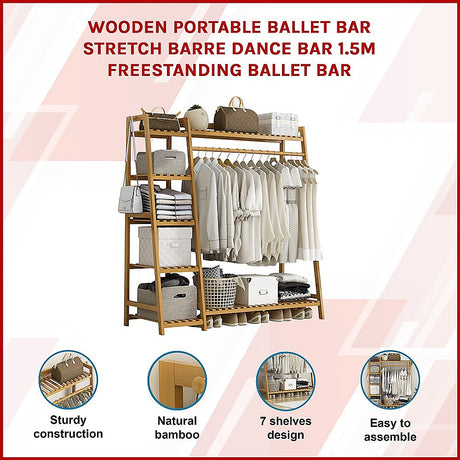 Eco-Friendly Bamboo Portable Clothes Rack