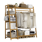 Eco-Friendly Bamboo Portable Clothes Rack