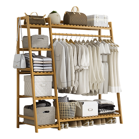Eco-Friendly Bamboo Portable Clothes Rack