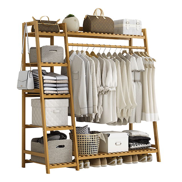 Eco-Friendly Bamboo Portable Clothes Rack