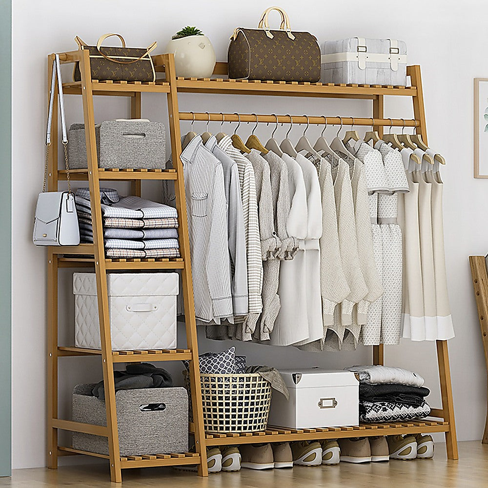 Eco-Friendly Bamboo Portable Clothes Rack