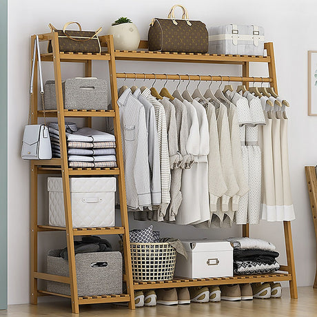 Eco-Friendly Bamboo Portable Clothes Rack