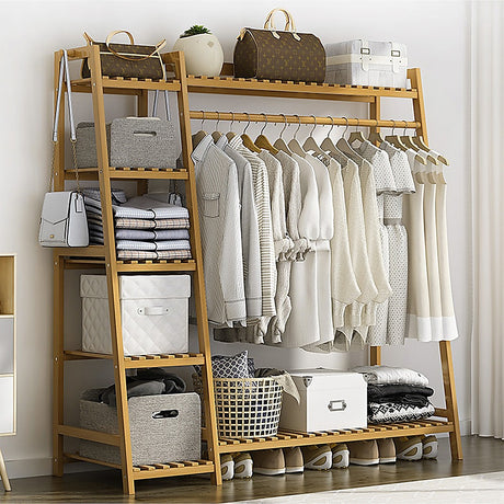 Eco-Friendly Bamboo Portable Clothes Rack