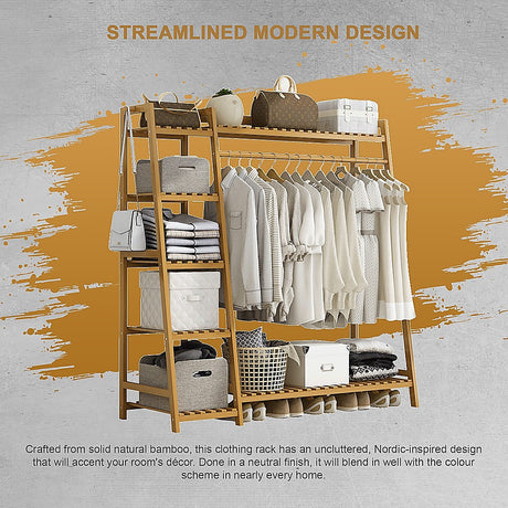 Eco-Friendly Bamboo Portable Clothes Rack