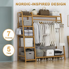 Eco-Friendly Bamboo Portable Clothes Rack