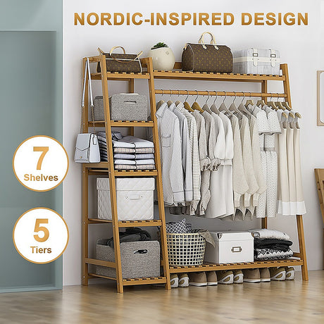 Eco-Friendly Bamboo Portable Clothes Rack