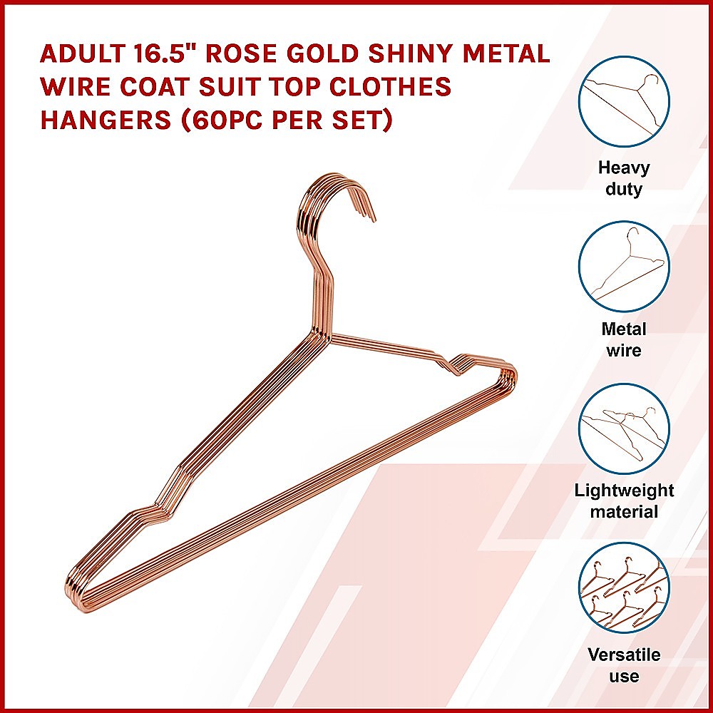 Rose Gold Metal Hangers Set of 60