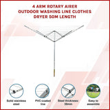 4 Arm 50m Rotary Outdoor Clothes Dryer
