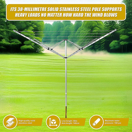 4 Arm 50m Rotary Outdoor Clothes Dryer