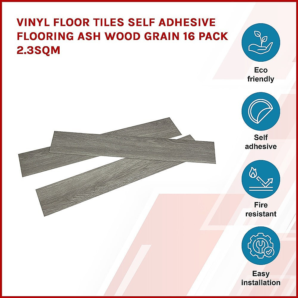 Self-Adhesive Ash Wood Grain Vinyl Tiles