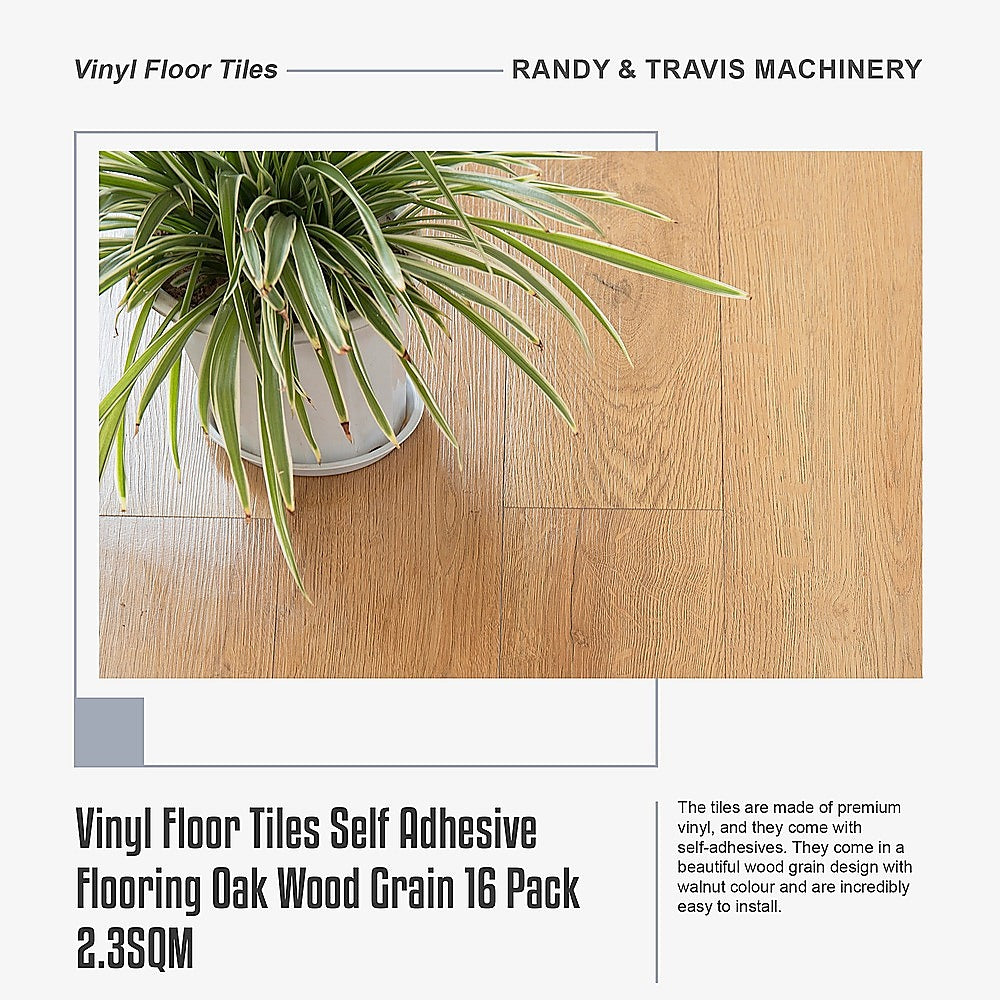 Self-Adhesive Oak Vinyl Floor Tiles 16 Pack