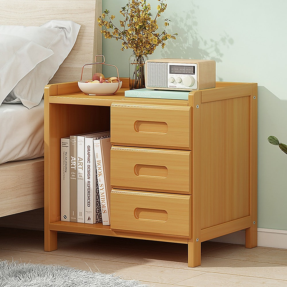 Bamboo Bedside Table Nightstand with Storage for Bedroom and Sofa Side Stand