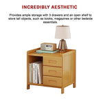 Bamboo Bedside Table Nightstand with Storage for Bedroom and Sofa Side Stand