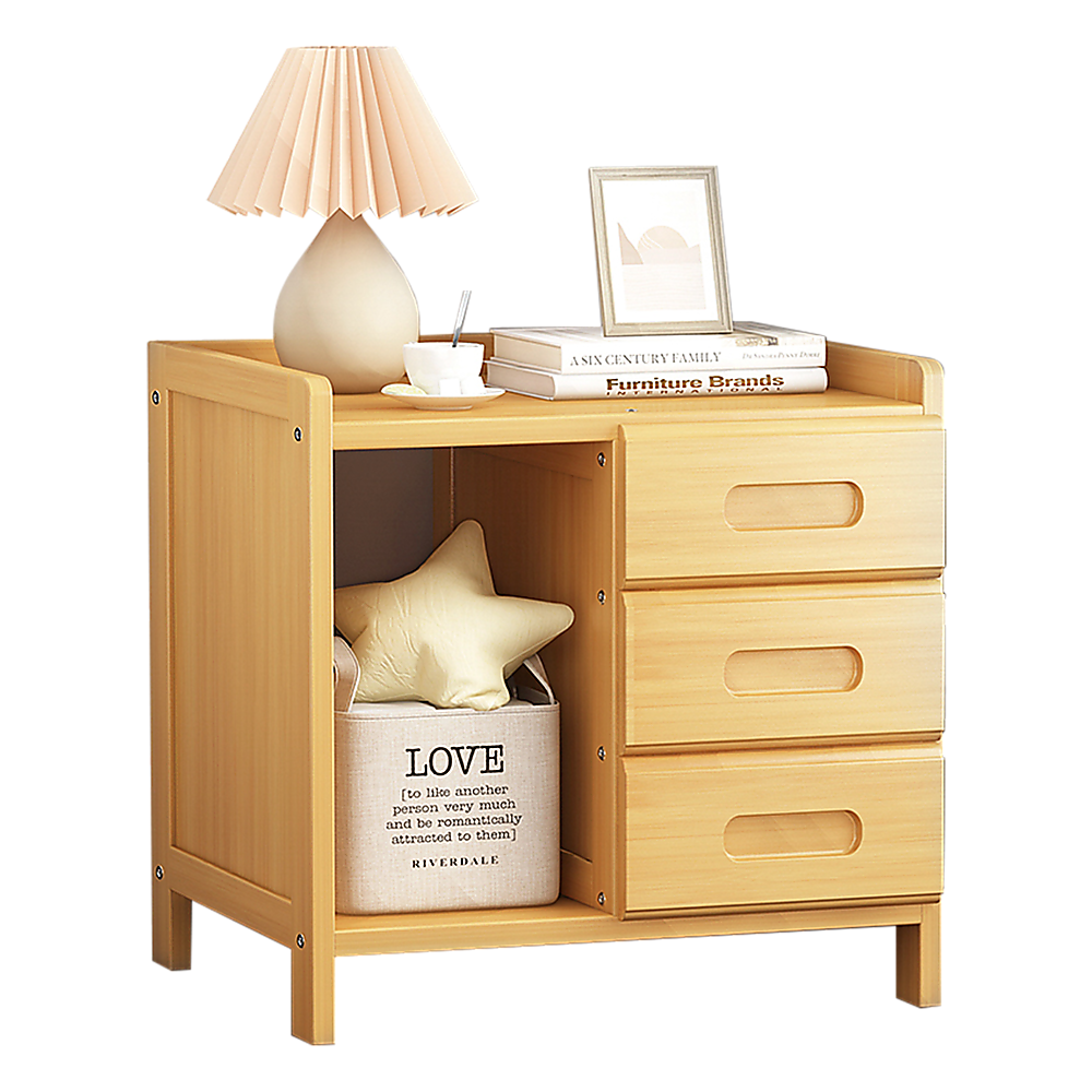 Bamboo Bedside Table Nightstand with Storage for Bedroom and Sofa Side Stand