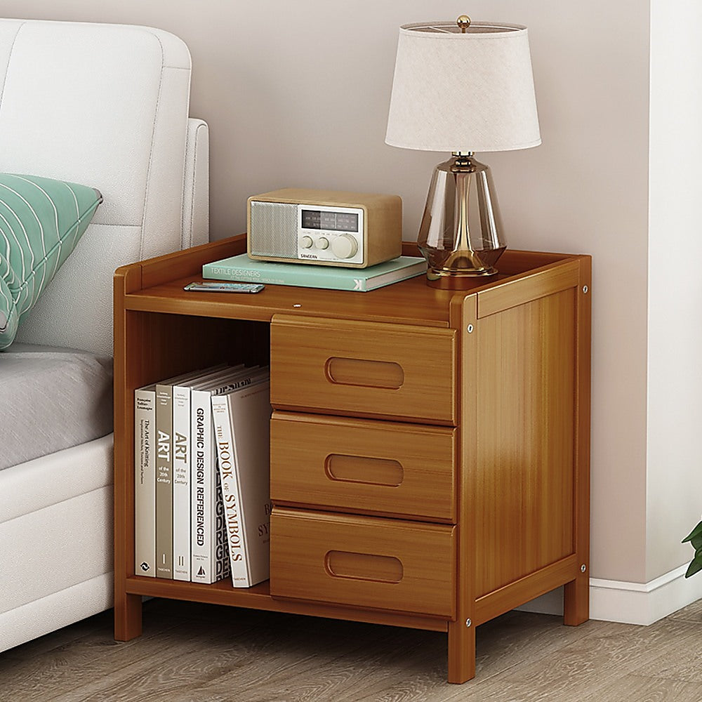 Bamboo Bedside Table Nightstand with Storage for Bedroom and Sofa Side Stand