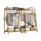 Elegant Bamboo Portable Clothes Rack Stand