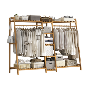 Elegant Bamboo Portable Clothes Rack Stand