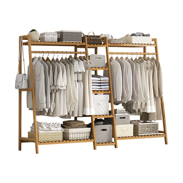 Elegant Bamboo Portable Clothes Rack Stand