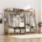 Elegant Bamboo Portable Clothes Rack Stand