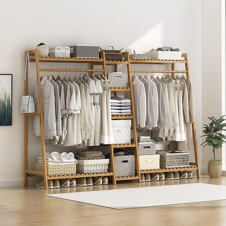 Elegant Bamboo Portable Clothes Rack Stand
