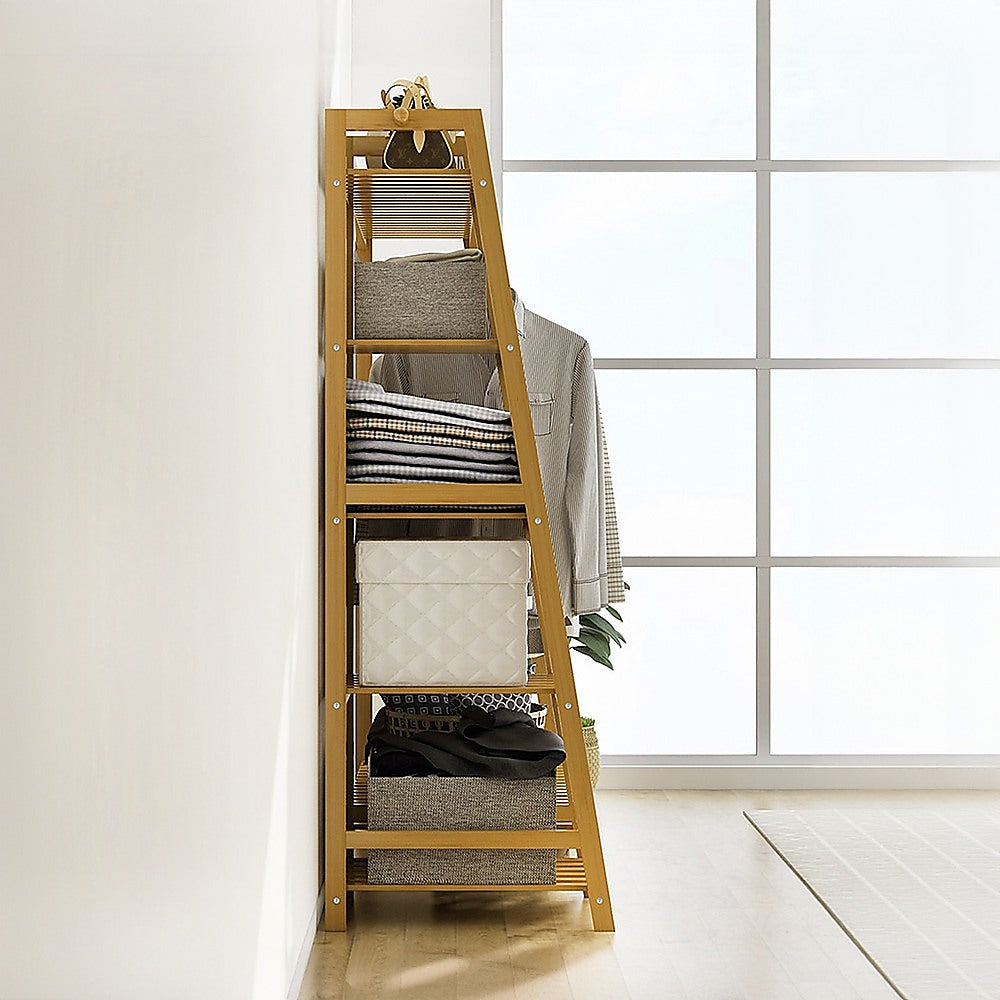 Elegant Bamboo Portable Clothes Rack Stand