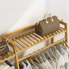 Elegant Bamboo Portable Clothes Rack Stand