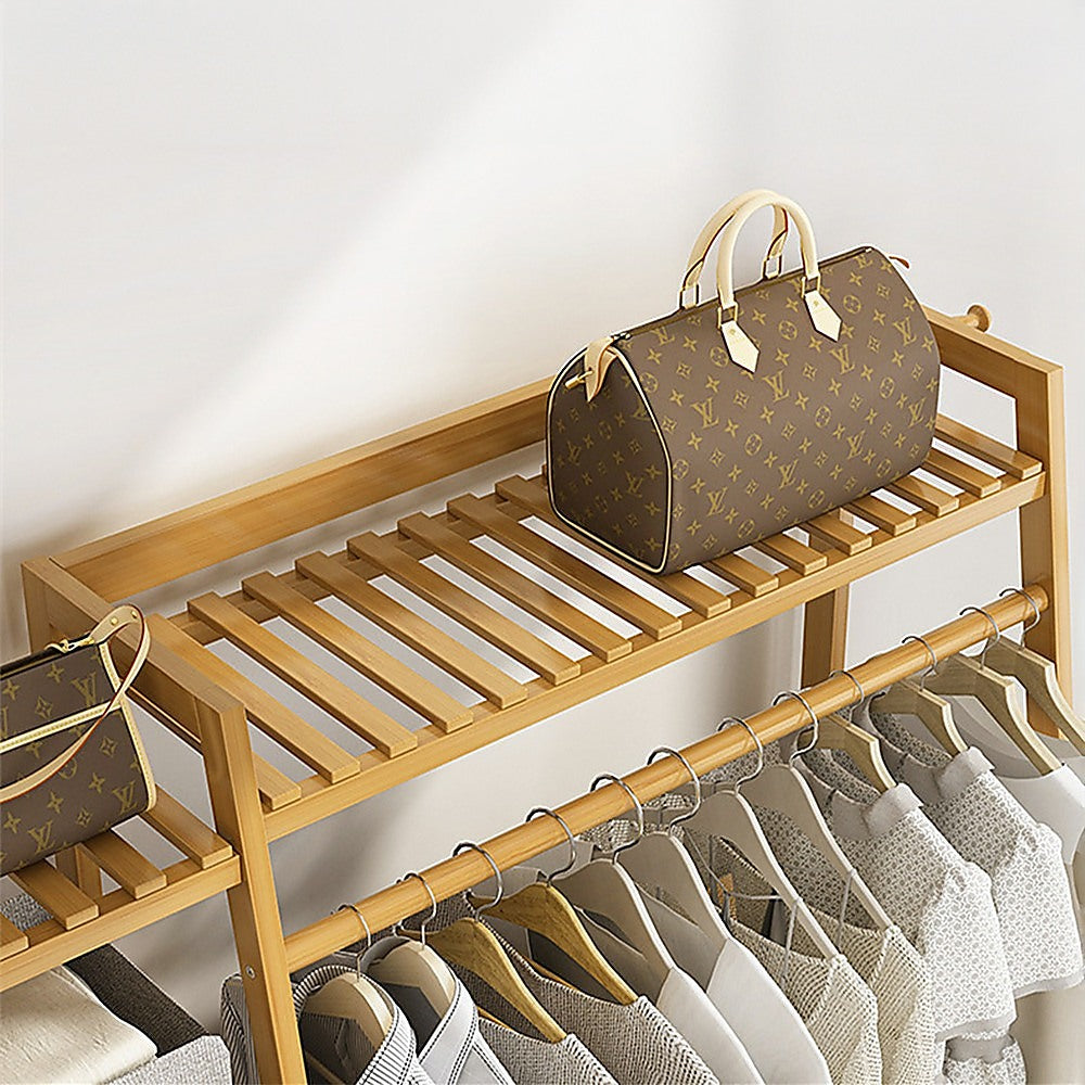 Elegant Bamboo Portable Clothes Rack Stand