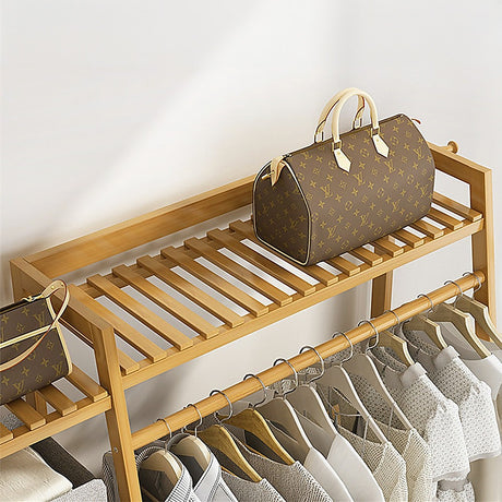 Elegant Bamboo Portable Clothes Rack Stand