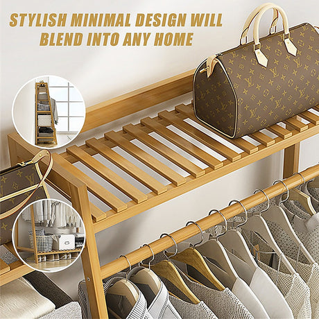 Elegant Bamboo Portable Clothes Rack Stand