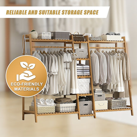 Elegant Bamboo Portable Clothes Rack Stand