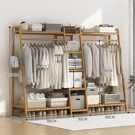 Elegant Bamboo Portable Clothes Rack Stand